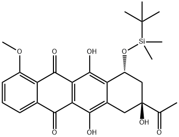 (8S-cis)-8-Acetyl-10-[[(1,1-diMethylethyl)diMethylsilyl]oxy]-7,8,9,10-tetrahydro-6,8,11-trihydroxy-1-Methoxy-5,12-naphthacenedione分子式结构图