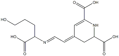 1,2,3,4-Tetrahydro-4-[2-[(1-carboxy-4-hydroxybutyl)imino]ethylidene]pyridine-2,6-dicarboxylic acid分子式结构图