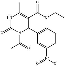 ethyl 1-acetyl-4-methyl-6-(3-nitrophenyl)-2-oxo-1,2,3,6-tetrahydropyrimidine-5-carboxylate分子式结构图