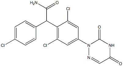 2,6-Dichloro-α-(4-chlorophenyl)-4-(4,5-dihydro-3,5-dioxo-1,2,4-triazin-2(3H)-yl)benzeneacetaMide分子式结构图