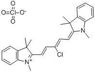 2-[(1E,3Z)-3-氯-5-(1,3,3-三甲基-1,3-二氢-2H-吲哚-2-亚基)-1,3-戊二烯基]-1,3,3-三甲基-3H-吲哚高氯酸盐分子式结构图