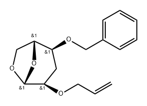 .beta.-D-ribo-Hexopyranose, 1,6-anhydro-3-deoxy-4-O-(phenylmethyl)-2-O-2-propenyl-分子式结构图