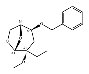 .beta.-D-arabino-Hexopyranose, 1,6-anhydro-3-deoxy-2-C-ethyl-2-O-methyl-4-O-(phenylmethyl)-分子式结构图