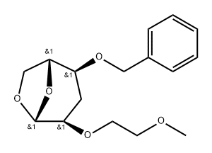 .beta.-D-ribo-Hexopyranose, 1,6-anhydro-3-deoxy-2-O-(2-methoxyethyl)-4-O-(phenylmethyl)-分子式结构图