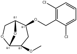 .beta.-D-ribo-Hexopyranose, 1,6-anhydro-3-deoxy-4-O-(2,6-dichlorophenyl)methyl-2-O-methyl-分子式结构图