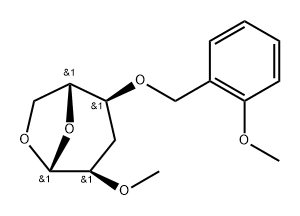 .beta.-D-ribo-Hexopyranose, 1,6-anhydro-3-deoxy-4-O-(2-methoxyphenyl)methyl-2-O-methyl-分子式结构图