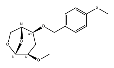 .beta.-D-ribo-Hexopyranose, 1,6-anhydro-3-deoxy-2-O-methyl-4-O-4-(methylthio)phenylmethyl-分子式结构图