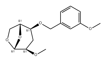 .beta.-D-ribo-Hexopyranose, 1,6-anhydro-3-deoxy-4-O-(3-methoxyphenyl)methyl-2-O-methyl-分子式结构图