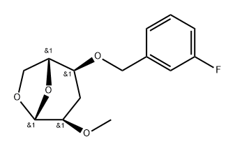 .beta.-D-ribo-Hexopyranose, 1,6-anhydro-3-deoxy-4-O-(3-fluorophenyl)methyl-2-O-methyl-分子式结构图