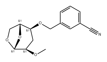 .beta.-D-ribo-Hexopyranose, 1,6-anhydro-4-O-(3-cyanophenyl)methyl-3-deoxy-2-O-methyl-分子式结构图