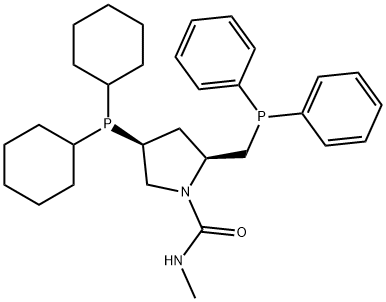 (2S,4S)-(-)-2- (二苯基膦基甲基)-4-(二环己基膦基)-N-甲基-1-吡咯烷甲酰胺分子式结构图