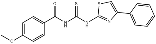 4-methoxy-N-{[(4-phenyl-1,3-thiazol-2-yl)amino]carbonothioyl}benzamide分子式结构图