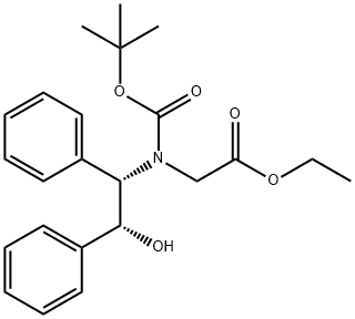 N-(tert-Butyloxycarbonyl)-N-[(1S,2R)-2-hydroxy-1,2-diphenylethyl]-glycine Ethyl Ester分子式结构图