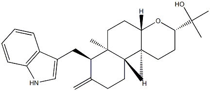 (3S,4aα,10aα)-Dodecahydro-7α-(1H-indol-3-ylmethyl)-α,α,6aβ,10bβ-tetramethyl-8-methylene-1H-naphtho[2,1-b]pyran-3-methanol分子式结构图