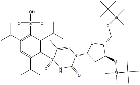 3',5'-BIS-O-(T-BUTYLDIMETHYLSILYL)-O4-(2,4,6-TRIISOPROPYL-PHENYLSULFONYL)THYMIDINE分子式结构图