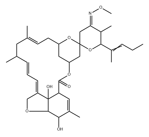 Milbemycin B, 5-O-demethyl-28-deoxy-6,28-epoxy-23-(methoxyimino)-25-(1-methyl-1-butenyl)-, [6R,23E,25S(E)]- (9CI)分子式结构图