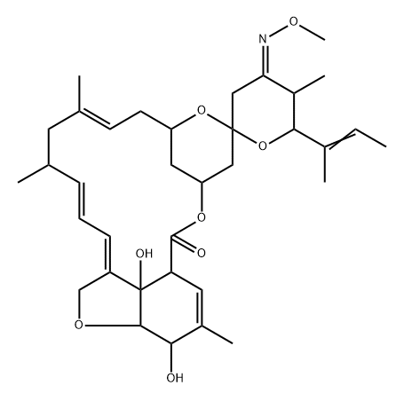 Milbemycin B, 5-O-demethyl-28-deoxy-6,28-epoxy-23-(methoxyimino)-25-(1-methyl-1-propenyl)-, [6R,23E,25S(E)]- (9CI)分子式结构图