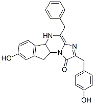 1H-Imidazo[1,2-a]indeno[1,2-e]pyrazin-1-one,  5,5a,10,10a-tetrahydro-8-hydroxy-2-[(4-hydroxyphenyl)methyl]-4-(phenylmethyl)-分子式结构图