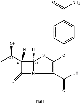 (5R,6S)-3-(4-Carbamoylphenoxy)-6β-[(R)-1-hydroxyethyl]-7-oxo-4-thia-1-azabicyclo[3.2.0]hept-2-ene-2-carboxylic acid sodium salt分子式结构图