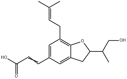 3-[2,3-Dihydro-2-(2-hydroxy-1-methylethyl)-7-(3-methyl-2-butenyl)benzofuran-5-yl]propenoic acid分子式结构图