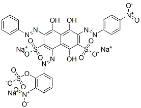 2,7-Naphthalenedisulfonic acid, 5-dihydroxy(2-hydroxynitrosulfophenyl)azophenylazo-4-hydroxy-3-(4-nitrophenyl)azo-, trisodium salt分子式结构图