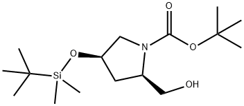 tert-Butyl (2R,4R)-4-[(tert-Butyldimethylsilyl)oxy]-2-(hydroxymethyl)pyrrolidine-1-carboxylate, cis分子式结构图