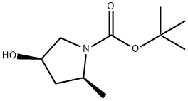 (2S,4R)-4-羟基-2-甲基-吡咯烷-1-甲酸叔丁酯分子式结构图