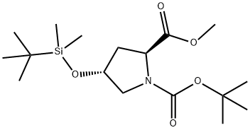 (2S,4R)-1-tert-butyl2-methyl4-((tert-butyldimethylsilyl)oxy)pyrrolidine-1,2-dicarboxylate(WX191960)分子式结构图