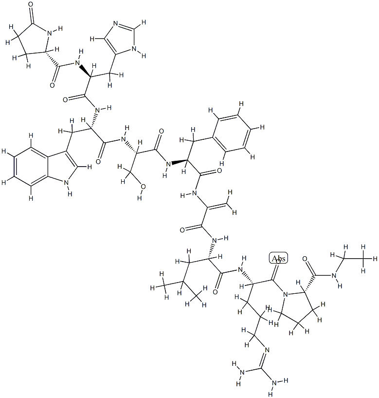 LHRH, Phe(5)-delta-Ala(6)-N-Et-ProNH2(9)-分子式结构图