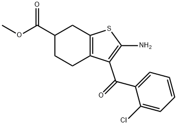 BENZO[B]THIOPHENE-6-CARBOXYLIC ACID, 2-AMINO-3-(2-CHLOROBENZOYL)-4,5,6,7-TETRAHYDRO-, METHYL ESTER分子式结构图