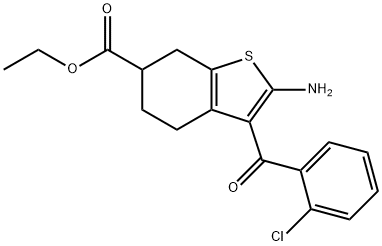 BENZO[B]THIOPHENE-6-CARBOXYLIC ACID, 2-AMINO-3-(2-CHLOROBENZOYL)-4,5,6,7-TETRAHYDRO-, ETHYL ESTER分子式结构图