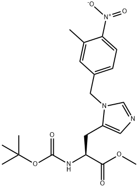 N-BOC-3-(3-甲基-4-硝基苄基)-L-组氨酸甲酯分子式结构图