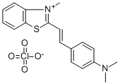 2-[4-(二甲氨基)苯乙烯基]-3-甲基-苯并噻唑鎓高氯酸盐分子式结构图