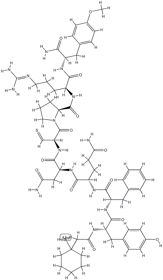 argipressin, beta mercapto-beta,beta-cyclopentamethylenepropionic acid(1)-O-methyl-Tyr(2)-TyrNH2(9)-分子式结构图