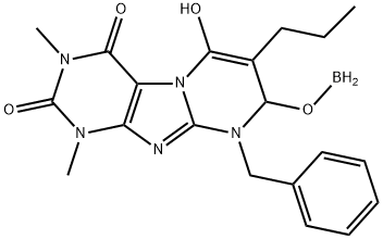 Borinic  acid,  1,2,3,4,8,9-hexahydro-6-hydroxy-1,3-dimethyl-2,4-dioxo-9-(phenylmethyl)-7-propylpyrimido[2,1-f]purin-8-yl  ester分子式结构图