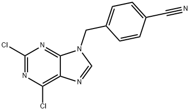 4-((2,6-二氯-9H-嘌呤-9-基)甲基)苯甲腈分子式结构图