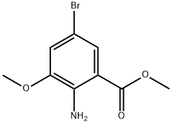 2-氨基-5-溴-3-甲氧基苯甲酸甲酯分子式结构图