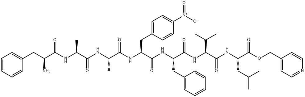 苯丙氨酰-丙氨酰-苯丙氨酰(4-硝基)-苯丙氨酸酰-缬氨酰-亮氨酸(4-吡啶甲基)酯分子式结构图