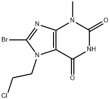 8-bromo-7-(2-chloroethyl)-3-methyl-3,7-dihydro-1H-purine-2,6-dione分子式结构图