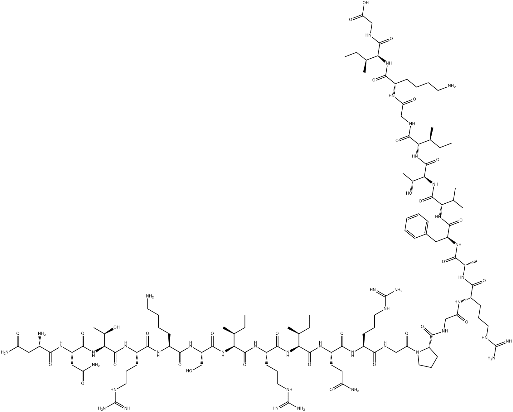 ASN-ASN-THR-ARG-LYS-SER-ILE-ARG-ILE-GLN-ARG-GLY-PRO-GLY-ARG-ALA-PHE-VAL-THR-ILE-GLY-LYS-ILE-GLY分子式结构图