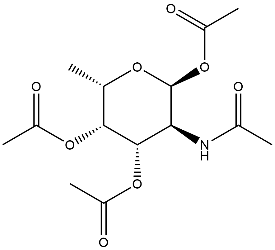 2-乙酰氨基-1,3,4-三-O-乙酰基-2-脱氧-Α-L-岩藻基吡喃糖分子式结构图