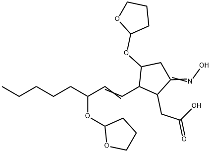 3-tetrahydrofuranyloxy-5-hydroxyimino-2-(3-tetrahydrofuranyloxy-1-octenyl)cyclopentane-1-acetic acid分子式结构图