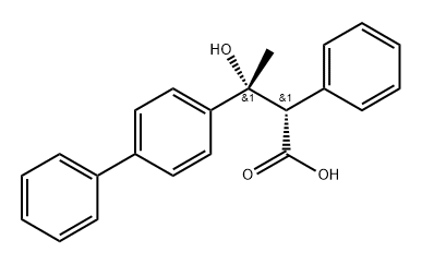 beta-Hydroxy-beta-methyl-alpha-phenyl-(1,1'-biphenyl)-4-propanoic acid, (R',S')-(-)-分子式结构图