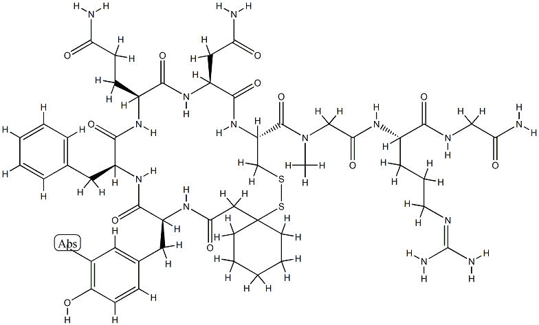 argipressin, Mca(1)-I-Tyr(2)-Sar(7)-分子式结构图