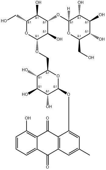 大黄酚-1-O-Β-三葡萄糖苷分子式结构图