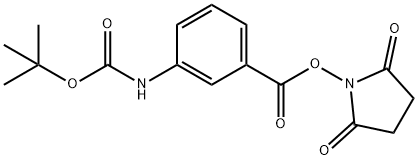 2,5-二氧代吡咯烷-1-基 4-((叔丁氧基羰基)氨基)苯甲酸酯分子式结构图