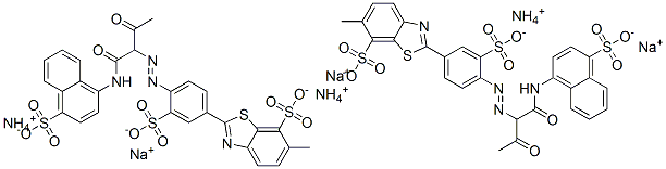 7-Benzothiazolesulfonic acid, 6-methyl-2-[4-[[2-oxo-1-[ [(4-sulfo-1-naphthalenyl)amino]carbonyl]propyl]azo ]-3-sulfophenyl]-, ammonium sodium salt分子式结构图