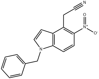 1H-INDOLE-4-ACETONITRILE, 5-NITRO-1-(PHENYLMETHYL)-分子式结构图