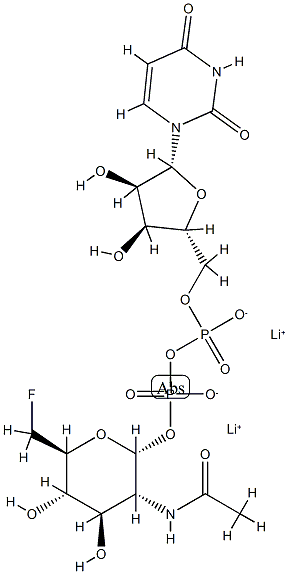 uridine 5'-( 2-acetamido-2,6-dideoxy-6-fluoroglucopyranosyl)diphosphate分子式结构图