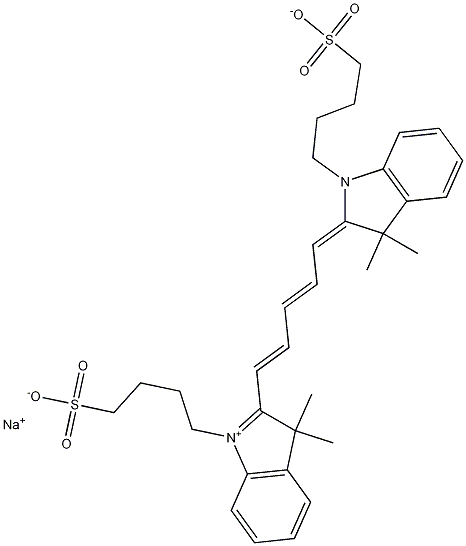 2-[5-[3,3-二甲基-1-(4-磺酸基丁基)-1,3-二氢吲哚-2-亚基]-1,3-戊二烯基]-3,3-二甲基-1-(4-磺酸基丁基)-3H-吲哚内盐钠盐分子式结构图